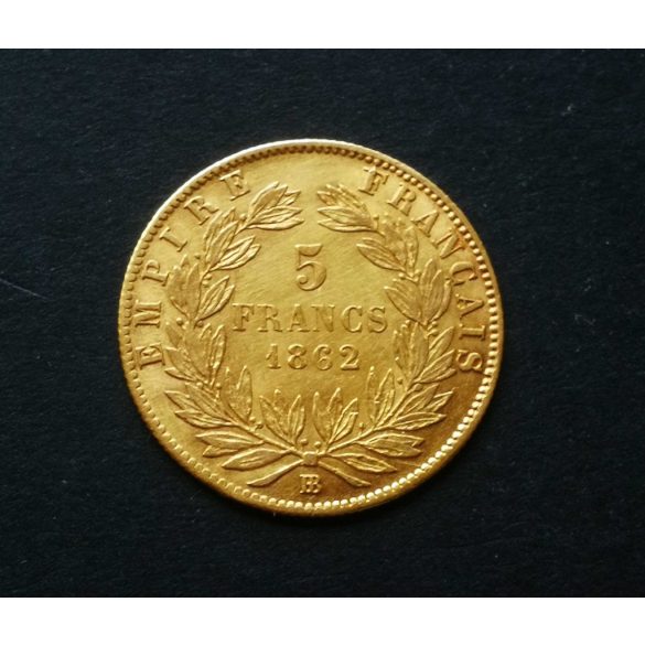 France III. Napoleon 5 Francs 1862 BB 1.61 g gold