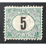 Hungary 1903 Green PORTO 5 f perf B11: 1/2 used