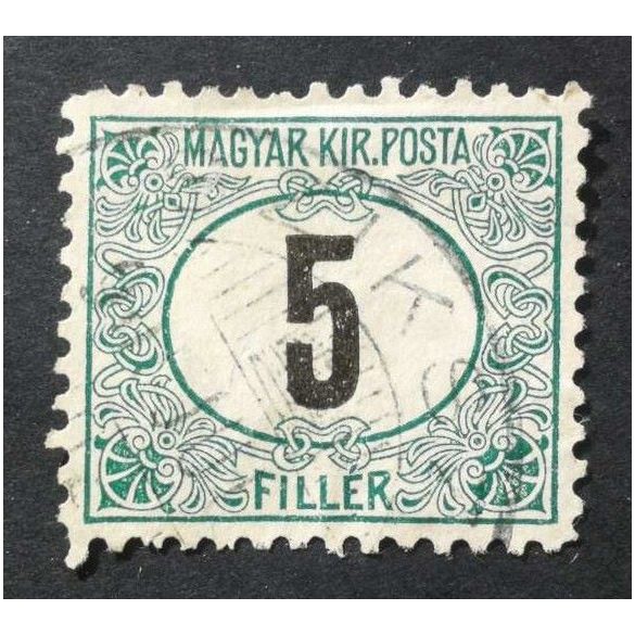 Hungary 1903 Green PORTO 5 f perf B11: 1/2 used