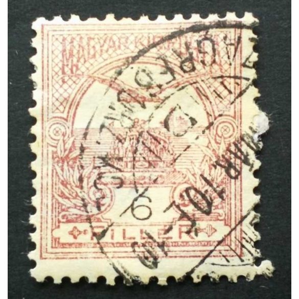 Hungary 1900 TURUL 6 F. perf. 12 : 11 3/4 (ZÁGRÁB M.Á.P.U.) / ZAGREB ORZ. KOL. used