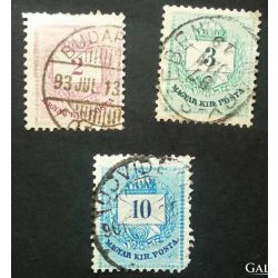   Hungary 1890 Letter, coloured cipher 3 pcs, perf 12:11 3/4 used