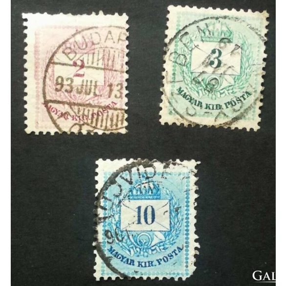 Hungary 1890 Letter, coloured cipher 3 pcs, perf 12:11 3/4 used