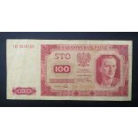 Poland 100 Zlotych 1948 VG repariert