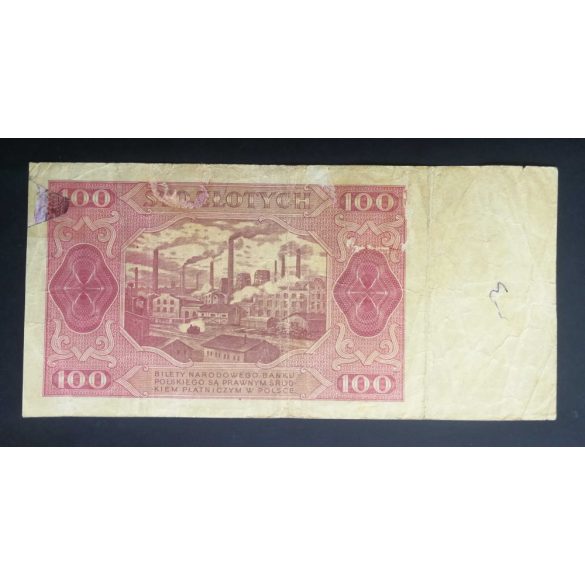 Poland 100 Zlotych 1948 VG repariert