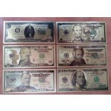 USA 2, 5, 10, 20, 50, 100 Dollars set Commemorative banknotes