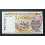 West African States, Ivory Coast 1000 Francs 2002 Unc