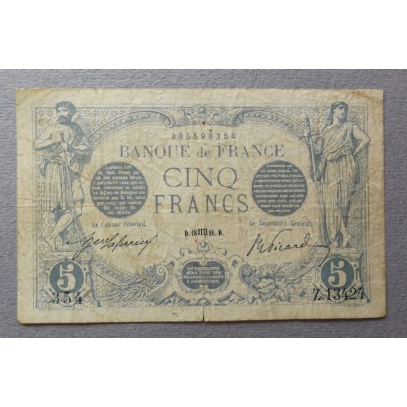 Franciaország 5 Francs 1912-17 VG