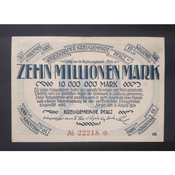 Germany 10 Million Mark Speyer 1923 VF+