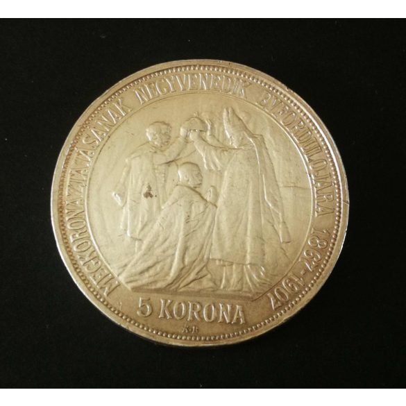 Magyarország Ferenc József 5 Korona 1907 KB ezüst 24,03 g, fülnyomok