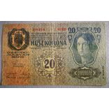 Ausztria - Magyarország 20 Korona 1913 F Románia felülbélyegzéssel