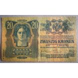 Ausztria - Magyarország 20 Korona 1913 F Románia felülbélyegzéssel