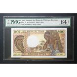 Csád 5000 Francs 1984-91 UNC PMG által minősített bankjegy