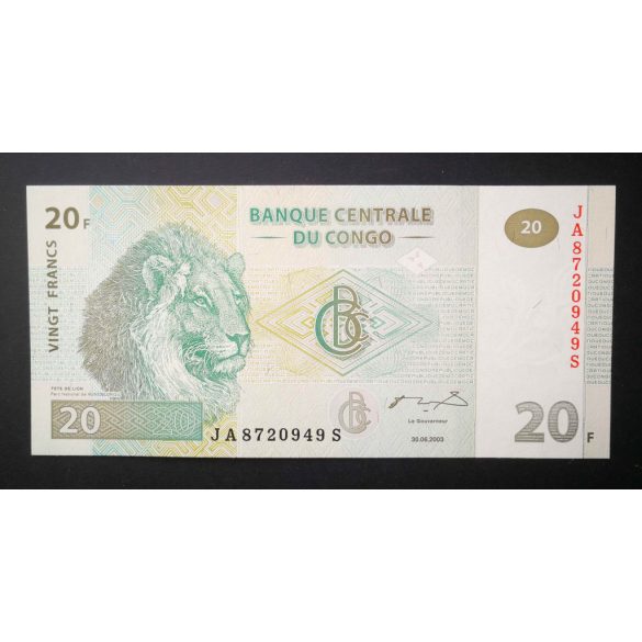 Kongó 20 Francs 2003 Unc 