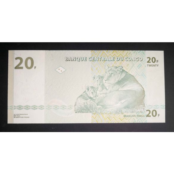 Kongó 20 Francs 2003 Unc 