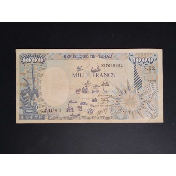 Közép-Afrikai Államok, Csád 1000 Francs 1985 F+