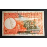 Luxembourg 50 Franc 1944 F color-defective