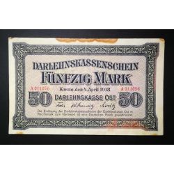   Germany 50 Mark KOWNO Poland, Lithuania, Latvia occupation 1918 F+