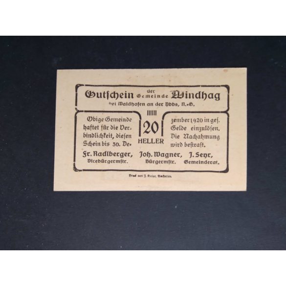 Austria 20 Heller 1920 Unc Windhag