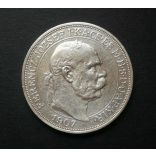 Hungary Franz Joseph 5 Koruna 1907 KB silver 24 g