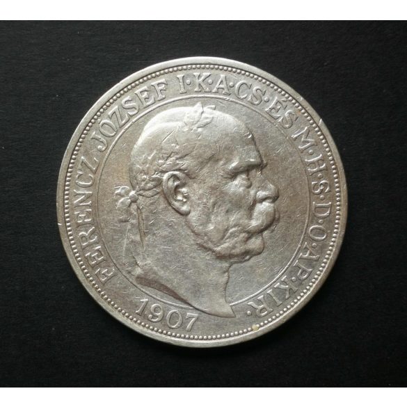 Magyarország Ferenc József 5 Korona 1907 KB ezüst 24 g