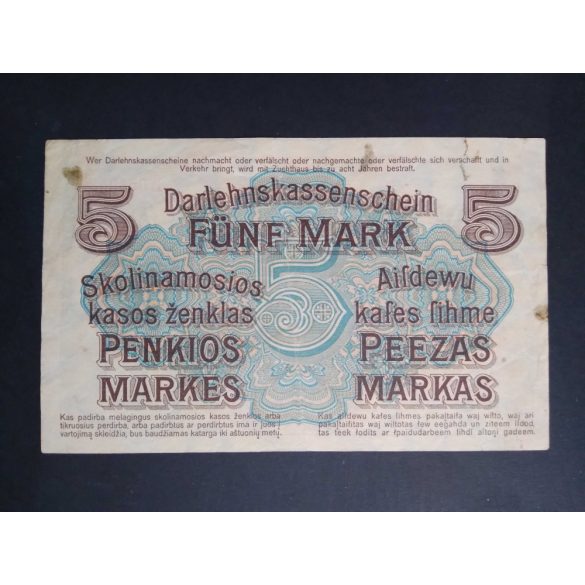 Germany 5 Mark Poland, Lithuania, Latvia occupation 1918 F