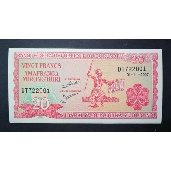 Burundi 20 Francs 2007 aUNC