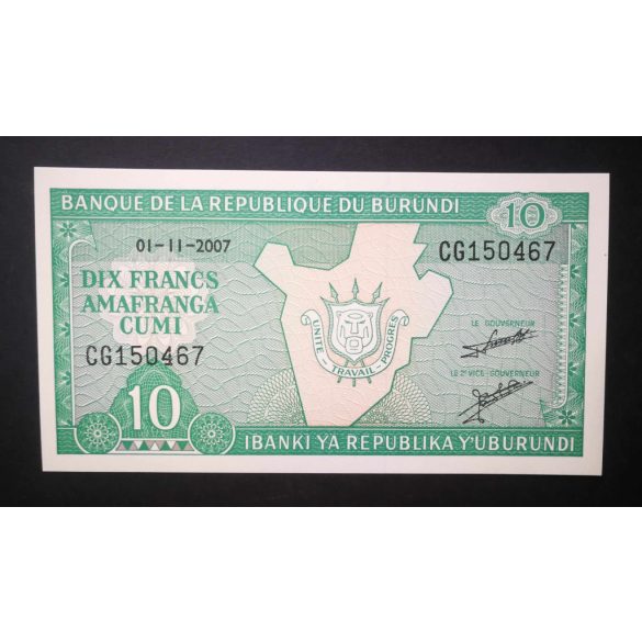  Burundi 10 Francs 2007 UNC