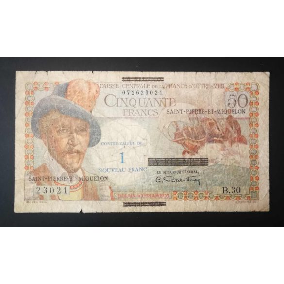 Saint Pierre és Miquelon 50 Francs/ 1 Nouveau Franc 1960 VG+