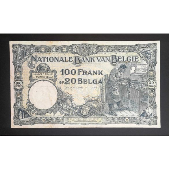 Belgium 100 Francs 20 Belgas 1928 VF