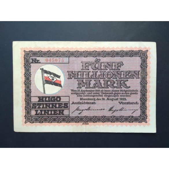 Germany 5 Million Mark 1923 Hamburg VF