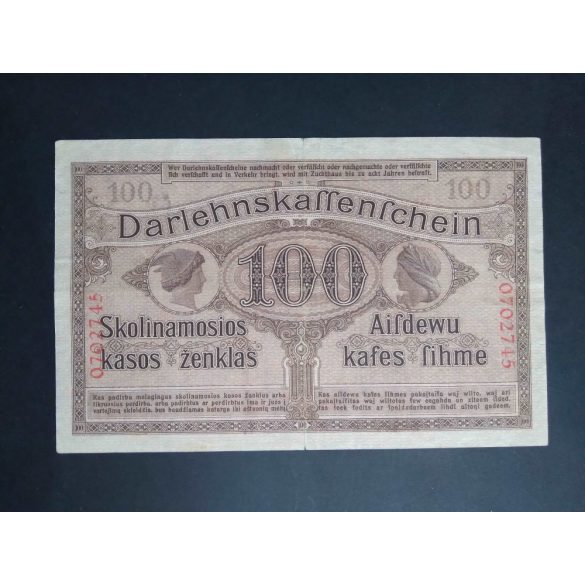 Németország 100 Mark Lengyelország, Litvánia, Lettország megszállás 1918 VF 