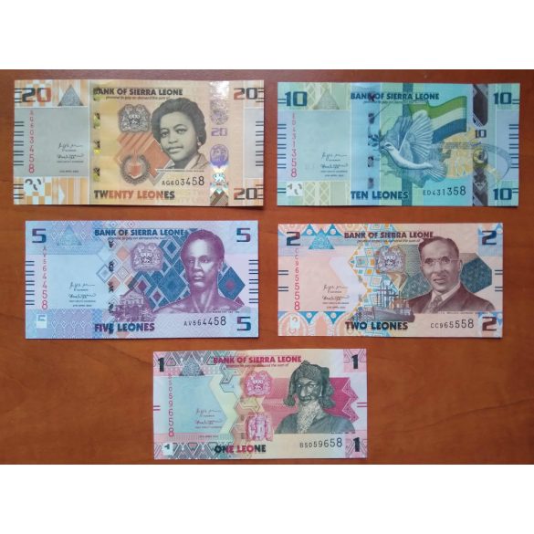 Sierra Leone 1, 2, 5, 10, 20 Leones 2022 UNC set