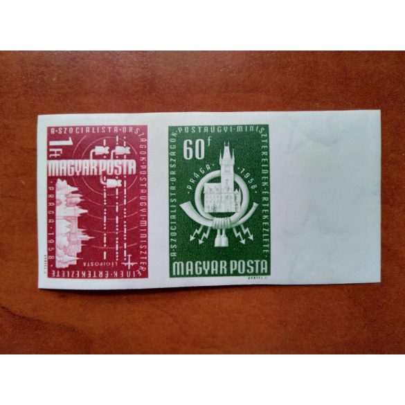 1958 Postal Conference of Socialist Countries, contiguous pair ** cut