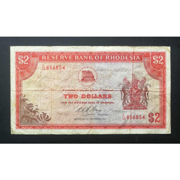 Rhodesia 2 Dollars 1971 F