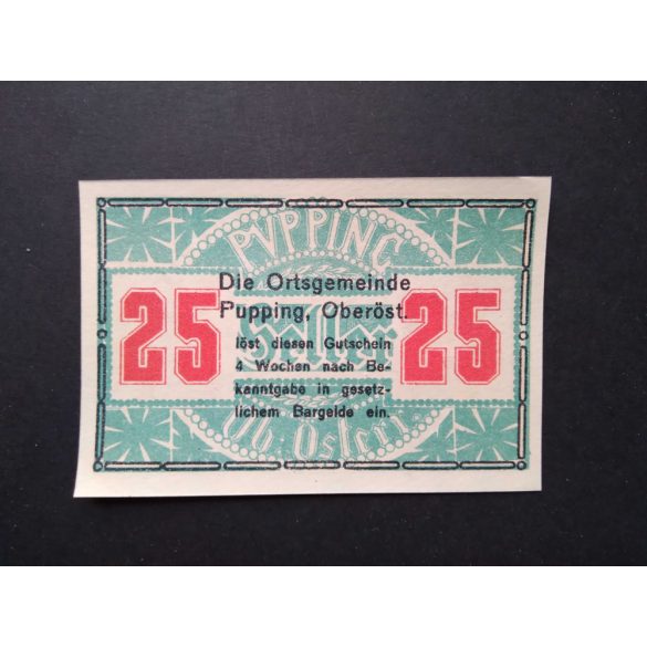 Austria 25 Heller 1920 Unc Pupping, Schaumburg 