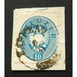 Magyarország 1863/64 Könyvnyomat 10 Kr. KARCZAG D2.3 Gudlin 50 kivágáson H
