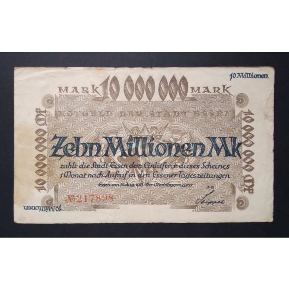 Németország 10 millió Mark Essen 1923 F- 