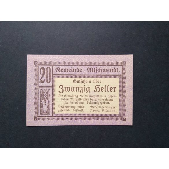 Ausztria 20 Heller 1920 Unc Altschwendt