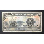 Bolivia 5 Bolivianos 1911 P-113a.2 F