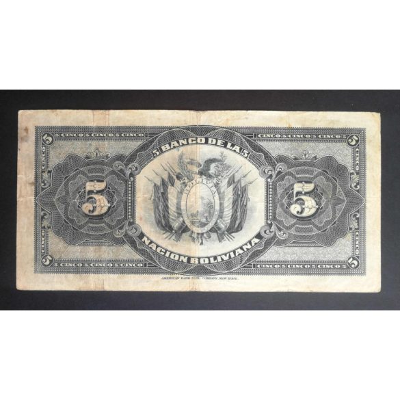 Bolivia 5 Bolivianos 1911 P-113a.2 F