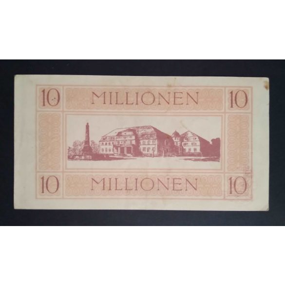 Németország 10 Millió Mark Opladen 1923 XF szárazbélyegzővel