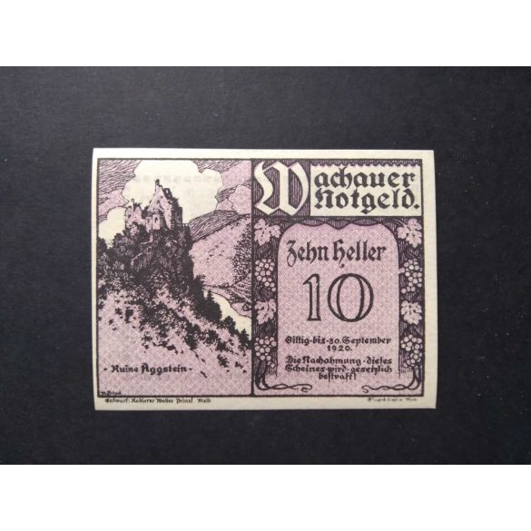 Ausztria 10 Heller 1920 Unc Spitz an der Donau, Ruine Aggstein