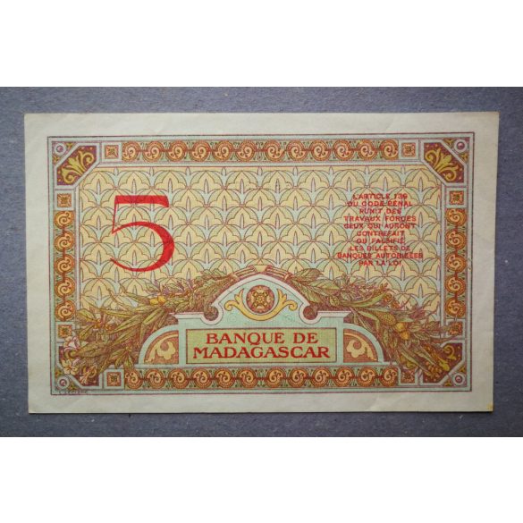 Madagascar 5 Francs 1937 XF