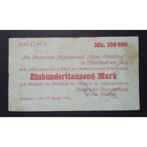 Germany 100000 Mark Mühldorf 1923 F 