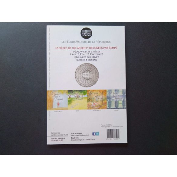 France 10 Euro 2014 Fraternité commemorative coin in decorative packaging