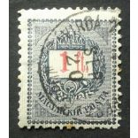 Hungary 1889 Letter, red cipher 1 Ft. perf 12:11 1/2 (Buda)pest Központ Távírda 7 (sz) used