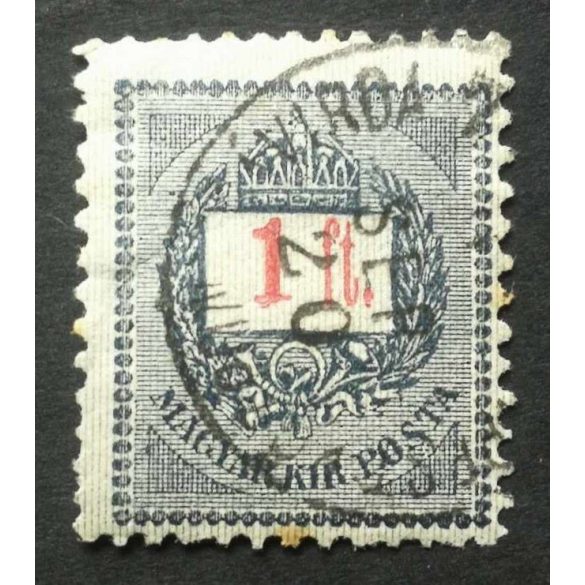 Hungary 1889 Letter, red cipher 1 Ft. perf 12:11 1/2 (Buda)pest Központ Távírda 7 (sz) used