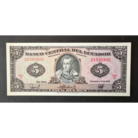 Ecuador 5 Sucres 1988 UNC