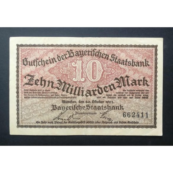 Germany 10 billion Mark 1923 F