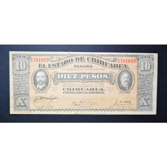 Mexikó 10 Pesos 1915 XF